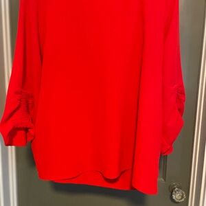Vince Camuto Red Cuffed Sleeve Oversized Blouse